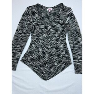 Y2K Bongo‎ Womens Sweater XL V Neck Long Sleeve Marled Knit Asymmetrical Hem